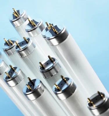 fluorescent lamps on blue background